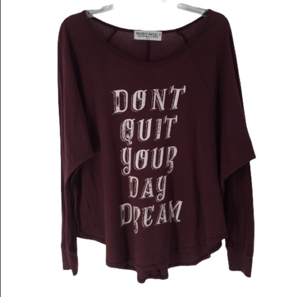 PROJECT SOCIAL T - Burgunday  Don’t Quit Your Day Dream Dolman Tee - NWT - Sz S - Picture 1 of 12